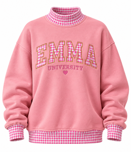 Sudadera de cuello alto para mujer con logo personalizado, de algodón grueso, bordada, estilo casual urbano. - Product Image 1