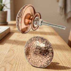 Traditional Bronze Cabinet <b>Knob</b> Round Decorative Floral Design Durable Furniture Handle for Storage Closet Use - Product Image 4