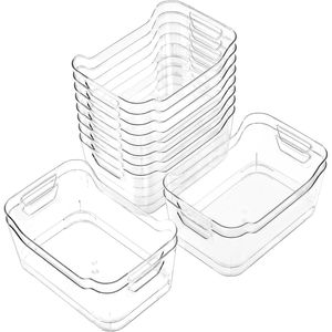 Set di 12 Contenitori di Plastica Trasparente con Maniglia, Organizzatori per Dispensa per Facile Conservazione - Product Image 1