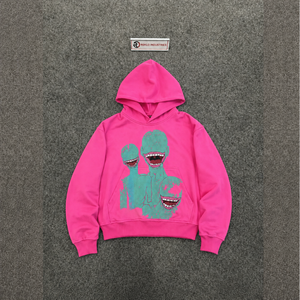 เสื้อฮู้ดดี้โอเวอร์ไซส์ลายกราฟิกสีชมพูสดใส สไตล์ทันสมัย ทรงหลวมใส่สบาย แฟชั่นสตรีท  ดีไซน์โลโก้ด้านหน้า ทรงปกติ ใส่ได้ทุกโอกาส - Product Image 5