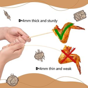 150 Pezzi Spiedini in Bambù da 40 cm, Spessore 4 mm, per Barbecue, S'mores, Fontana di Cioccolato, Picchetti per Piante, Accessori per Frutta e Artigianato - Product Image 2