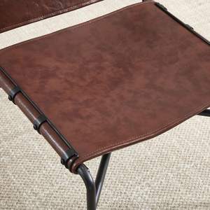 Sedia moderna in pelle retrò per il tempo libero 2 pezzi marrone medievale senza bracciali con gamba in metallo nero per soggiorno - Product Image 5