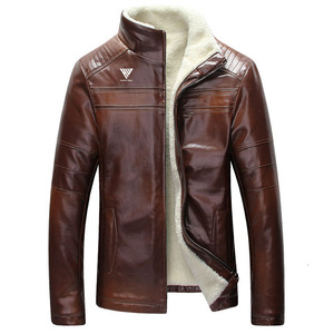 Unisex PU Leather Moto <b>Jacket</b> Solid Color V-neck Collar <b>Half</b> <b>Zip</b> Closure Regular Fit Winter Style Hooded Thick Bamboo Fiber - Product Image 4