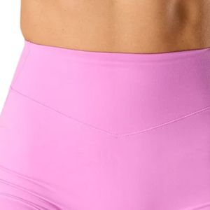 Shorts de compression taille mi-haute roses pour femmes, respirants et extensibles, pour la gym, la course, le yoga, l'entraînement, le fitness, les activités sportives, avec logo - Product Image 5