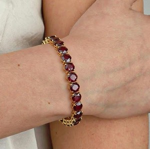 Lab Grown Ruby <b>Charm</b> Bracelet in 925 Sterling <b>Silver</b> Luxury Elegant Red Gemstone July Birthstone Jewelry Gift Women - Product Image 3