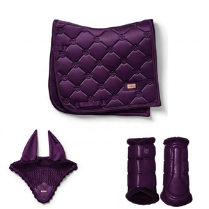 Juego de almohadillas para silla de montar Tough Tack para doma clásica, azul marino, acolchado de seda y algodón, <span class=keywords><strong>botas</strong></span> de montar cómodas, máscara antimoscas - Product Image 4