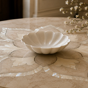 Bol décoratif en marbre sculpté à la main, centre de table en pierre naturelle artisanal, bol d'appoint pour la décoration de table de luxe à la maison - Product Image 2