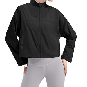 Confort doux Jogging Yoga veste femmes extensible pleine fermeture éclair haut de sport Gym Fitness à manches longues Fitness veste avec trou pour le pouce - Product Image 5