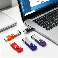Flash Drive USB Logo Putar Kustom Berbahan Logam dengan Pilihan Ukiran Nama 8GB/32GB/64GB Antarmuka USB 2.0 Hadiah Bisnis & Perusahaan