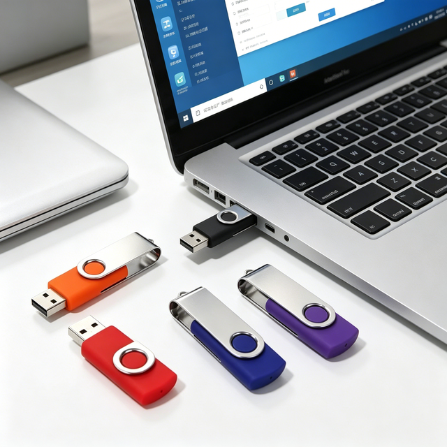 Metal Rotating Custom Logo USB Flash Drive with Engraved Name Option 8GB/32GB/64GB USB 2.0 Interface Business & Corporate Gifts