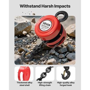 Heavy Duty 2 Ton 4400 Lbs capacità di paranco a catena 10 ft zincato G70 catena rosso puleggia blocco manuale per Garage - Product Image 5