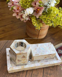 Brûleur Bakhoor moderne fabriqué à la main avec incrustation de nacre idéal pour la décoration de mariage arabe Eid Ramadan - Product Image 2