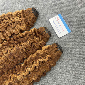 BEST SELL brown color weft hair extension steam burmese curly hair bundles Ready to Ship raw vietnamese hair - Product Image 5