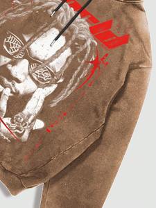 Sweat à capuche pour homme, effet délavé, imprimé DTG, coupe ample, style streetwear décontracté, vêtement de sport, sweat à capuche épais pour l'hiver - Product Image 3