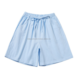 <b>Womens</b> <b>Shorts</b> Elastic Waist Drawstring Cotton Pockets Solid Color Breathable Summer Running - Product Image 3