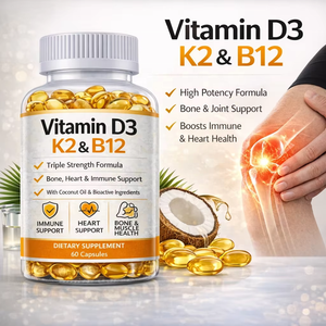 Capsule di Vitamina D3 + K2 MK7 5000 UI 125 Mcg, Integratore per il Supporto Osseo, Etichetta Privata, Formula Personalizzata OEM - Product Image 1