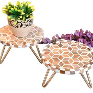 Support à gâteau en bois fusionné avec résine époxy de luxe, fait à la main, avec pieds en métal, pour les événements d'anniversaire, les fêtes et la décoration de table moderne - Product Image 4