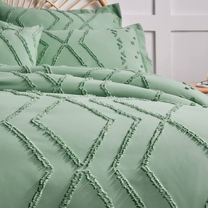 Ensemble de housse de couette brodée vert émeraude hypoallergénique, taille Queen, polyester respirant, lavable en machine, literie d'hiver - Product Image 6