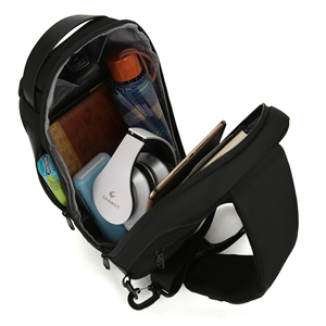 Bolso bandolera unisex de nailon con cierre de cremallera para uso diario, estilo práctico, color negro - Product Image 6