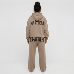 Conjunto Deportivo Personalizado para Mujer, Sudadera Holgada con Capucha y Pantalones Anchos, Estampado Gráfico, Ropa Casual Urbana - Product Image 2