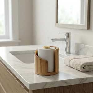 Bamboo Toilet <b>Holder</b> Standing Type Modern Style Durable Bathroom Use with Iron <b>Rod</b> Multifunction for Napkin Tissue <b>Holder</b> - Product Image 3