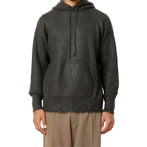 เสื้อฮู้ดดี้ขนโมแฮร์แบบหนาพิมพ์โลโก้ได้ตามสั่ง เสื้อฮู้ดดี้ซิปแบบโอเวอร์ไซส์ เสื้อสเวตเตอร์คอเต่าขนโมแฮร์สำหรับผู้ชาย - Product Image 1