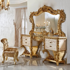 Juego de Dormitorio de Lujo de Diseño Europeo en Madera de Caoba Maciza, Tamaño King, con Armario, Mesita de Noche y Tocador, Muebles Tallados a Mano - Product Image 5