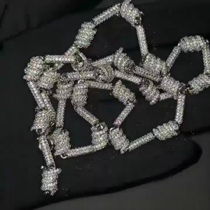 Nueva Cadena de Lujo Personalizada de Plata de Ley 925 con Moissanita VVS de 10mm en Forma de Cuadrado, Tipo Tennis, Pasa Prueba de Diamante, para Hombre - Product Image 4