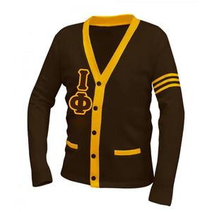 Cardigan Unisexe en Jacquard 100% Coton Respirant avec Logo Personnalisé des Fraternités Phi Delta Beta sur le Devant - Product Image 3