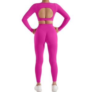 Conjunto de Yoga sin Mangas con Espalda Abierta, Diseño OEM, Leggings Moldeadores, Spandex/Nylon Elástico, Cintura Alta, para Entrenamiento, para Mujer - Product Image 3