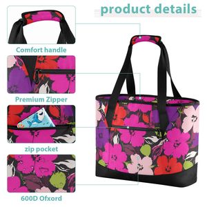 Sac Isotherme Floral Hawaïen pour Repas – Sac Glacière Thermique Portable avec Fermeture Éclair pour Voyage et Pique-nique - Product Image 3