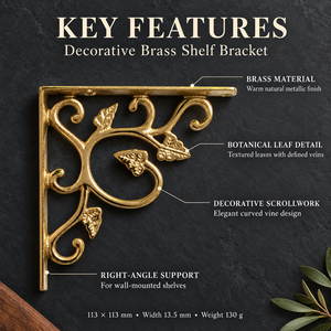 SHUBHAM Decorative Golden Metal Shelf Bracket Ornamental <b>Leaf</b> Scroll Wall Mounted Shelf Support for Home Furniture Decor - Product Image 5