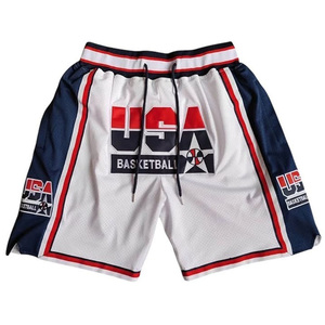 Pantalones Cortos de Baloncesto Retro USA Dream Team 1992, Malla Vintage con Bordado Tackle Twill, Estilo Urbano, para Entrenamiento Deportivo, Venta al Por Mayor - Product Image 1
