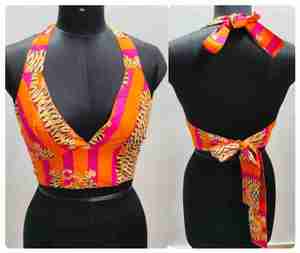 Blusa Halter Sexy de Algodón Transpirable y Ecológica con Estampado de Leopardo y Escote Profundo para Fiesta, Primavera y Verano - Product Image 4