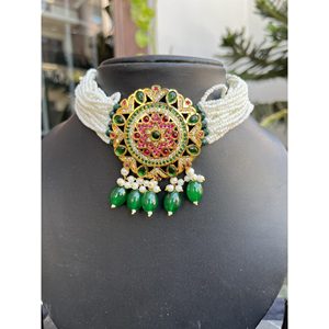 Ensemble de colliers multicolores en laiton de style indien pour femmes, bijoux ethniques indiens de qualité export. - Product Image 3