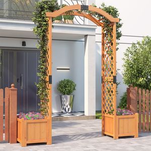 Pergola in legno da giardino con fioriera e traliccio per piante rampicanti, ideale per decorazioni e recinzioni. Tralicci e cancelli. - Product Image 4