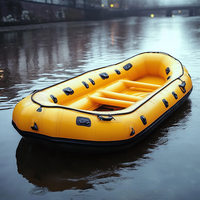 Perahu Ponton Olahraga Tiup Listrik PVC Kuning Kecil 13x0.9m 2 Orang Tahan Lama Ramah Lingkungan Ringan Lipat Stabil