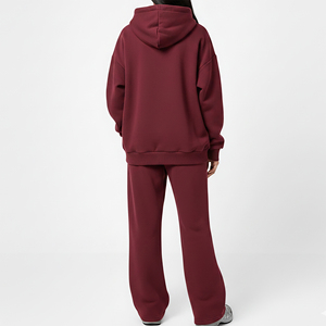 2023 Fall Winter High Street Style Plus Size Sportswear Tracksuit Custom Made Embroidered Lace 100% Cotton Fleece 2 Piece Hoodie - Product Image 6