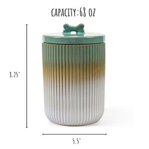 Luxury Ceramic Storage Canister Ribbed Ombre Glaze Airtight <b>Lid</b> Kitchen Organizer <b>Decorative</b> Counter Jar Premium Craftsmanship - Product Image 6