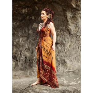 High Demand Boho Cotton Maxi Dress V Neck Sleeveless Regular Fit Asymmetric Hem Solid Printed <b>Wrap</b> Tie Eco-Friendly Summer <b>Beach</b> - Product Image 6