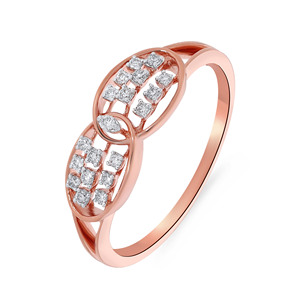 Anillo de Diamantes con Óvalos Superpuestos, Anillo de Compromiso de Diseño Clásico con Diamantes Incrustados en Oro Premium para Mujer, Proveedor de Joyería al por Mayor - Product Image 1