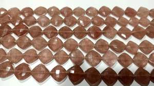 Perles de quartz naturel en forme de coussin, couleur fraise, 11-12 mm - Product Image 2