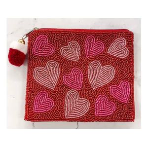 Porte-monnaie perlé motif cœur, mini pochette à fermeture éclair, petite pochette de rangement pour espèces, clés, cartes et accessoires de maquillage - Product Image 5