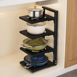 Étagère de rangement métallique à trois niveaux, hauteur réglable 60 cm, pour salon, design minimaliste, type sur pied - Product Image 1
