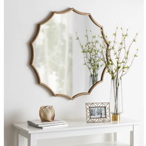 Scalloped Edge Wall <b>Mirror</b> – Modern Decorative Gold <b>Frame</b> <b>Mirror</b> for Living Room, Bedroom & Home Decor - Product Image 2