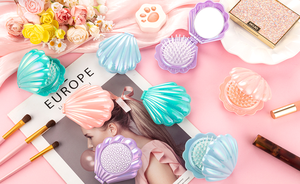 Brosse à cheveux pliable coquillage mignon avec miroir, peigne de poche portable, accessoires de coiffure de voyage, logo personnalisé, vente en gros - Product Image 4