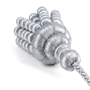 Garniture décorative en fils de soie argentés pour textile de maison, durable, avec pompons perlés - Product Image 2