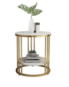 Table d'appoint latérale traditionnelle la plus vendue pour salon, en métal et marbre, avec plateau durable et écologique, en gros - Product Image 1