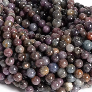 Cuentas de piedras preciosas de rubí y zafiro naturales auténticas, multicolor, redondas, sueltas, para la fabricación de joyas, pulseras y collares. - Product Image 1