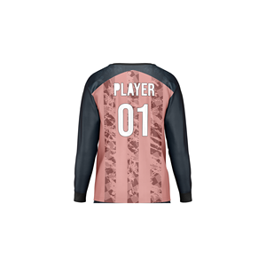 Maillot de gardien de but de football professionnel à manches longues, texture grunge, rayures verticales, respirant, séchage rapide, personnalisable avec nom, numéro et logo de l'équipe - Product Image 5